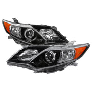 2012-2014 Toyota Camry Projector Headlights w/Amber Reflectors Jet Black/Clear