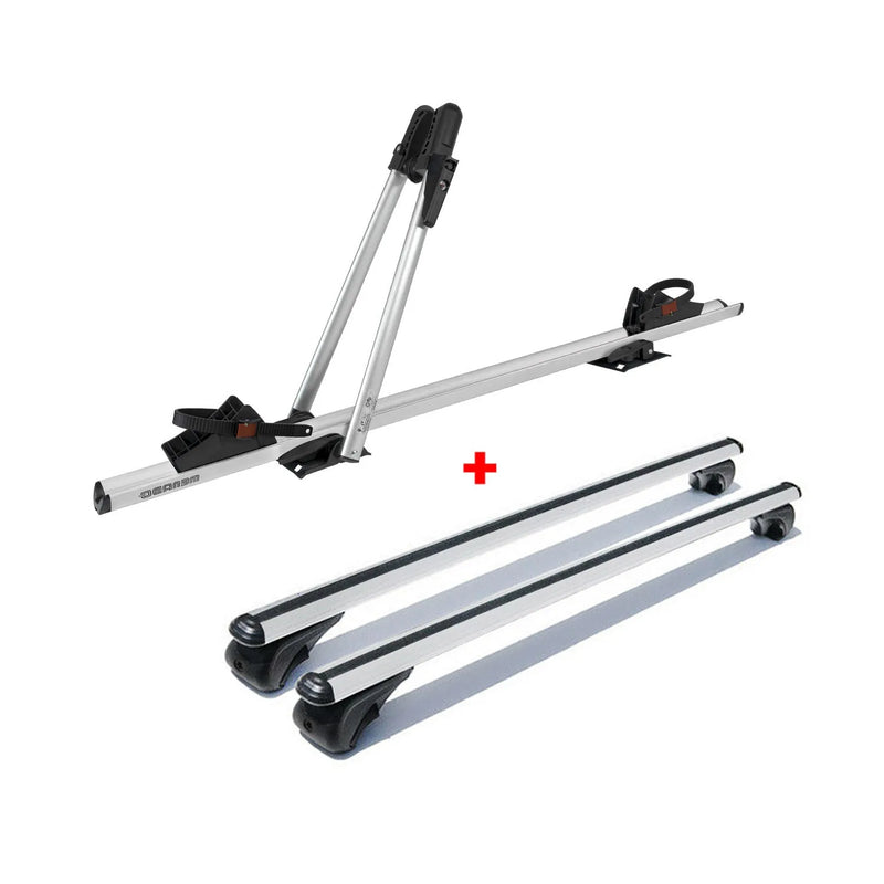 Bike Carrier Roof Rail Rack Cross Bars Luggage 54" Silver Aluminum Set