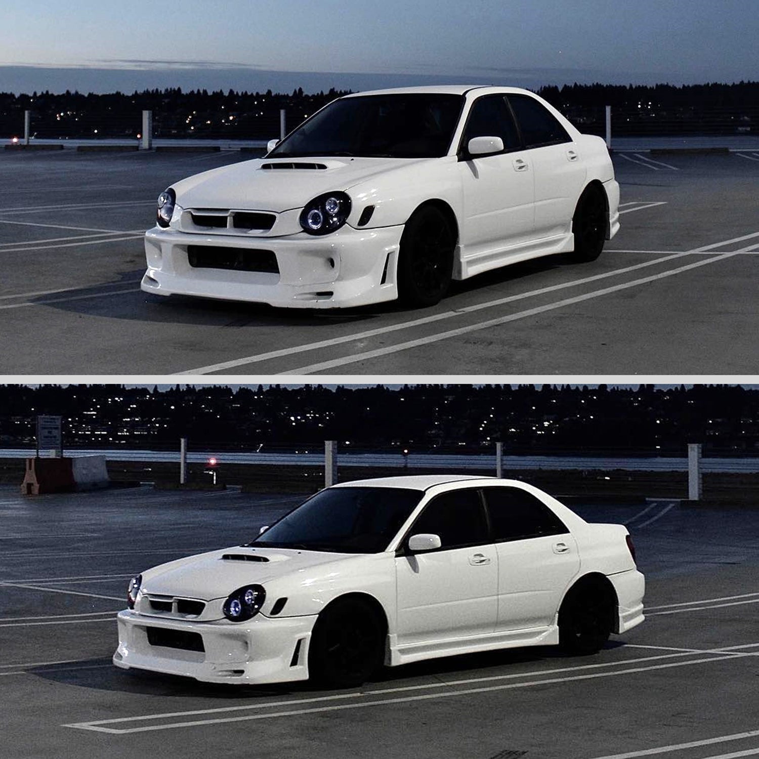 2002-2003 Subaru Impreza Dual Halo Bug Eye Projector Headlights Black/Smoke