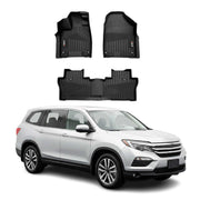 2016-2022 Honda Pilot Premium Floor Mats Liners First and Second Row Set Black