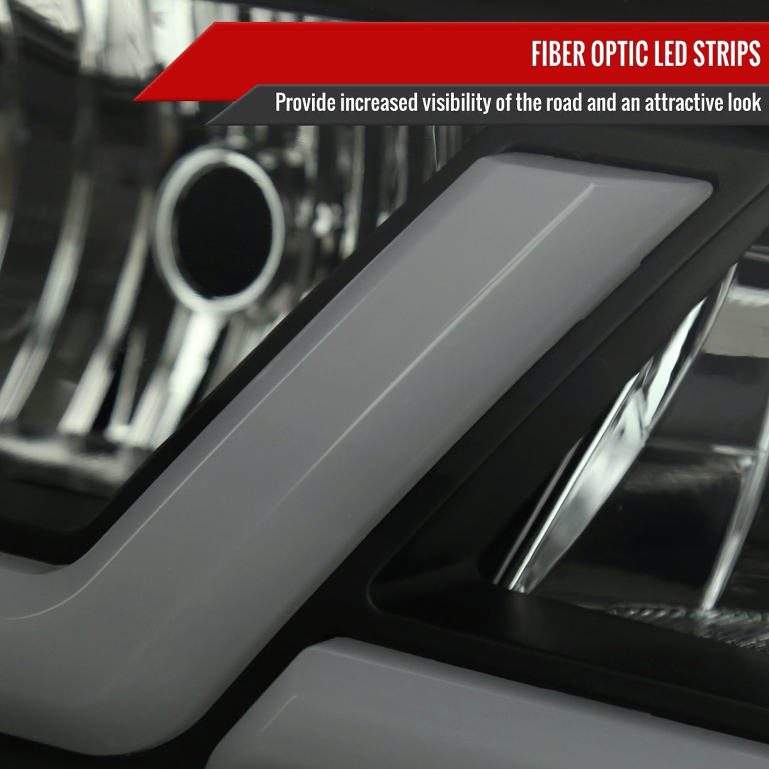 2000-2005 Chevy Impala LED Bar Factory Style Headlights Matte Black/Smoke Lens