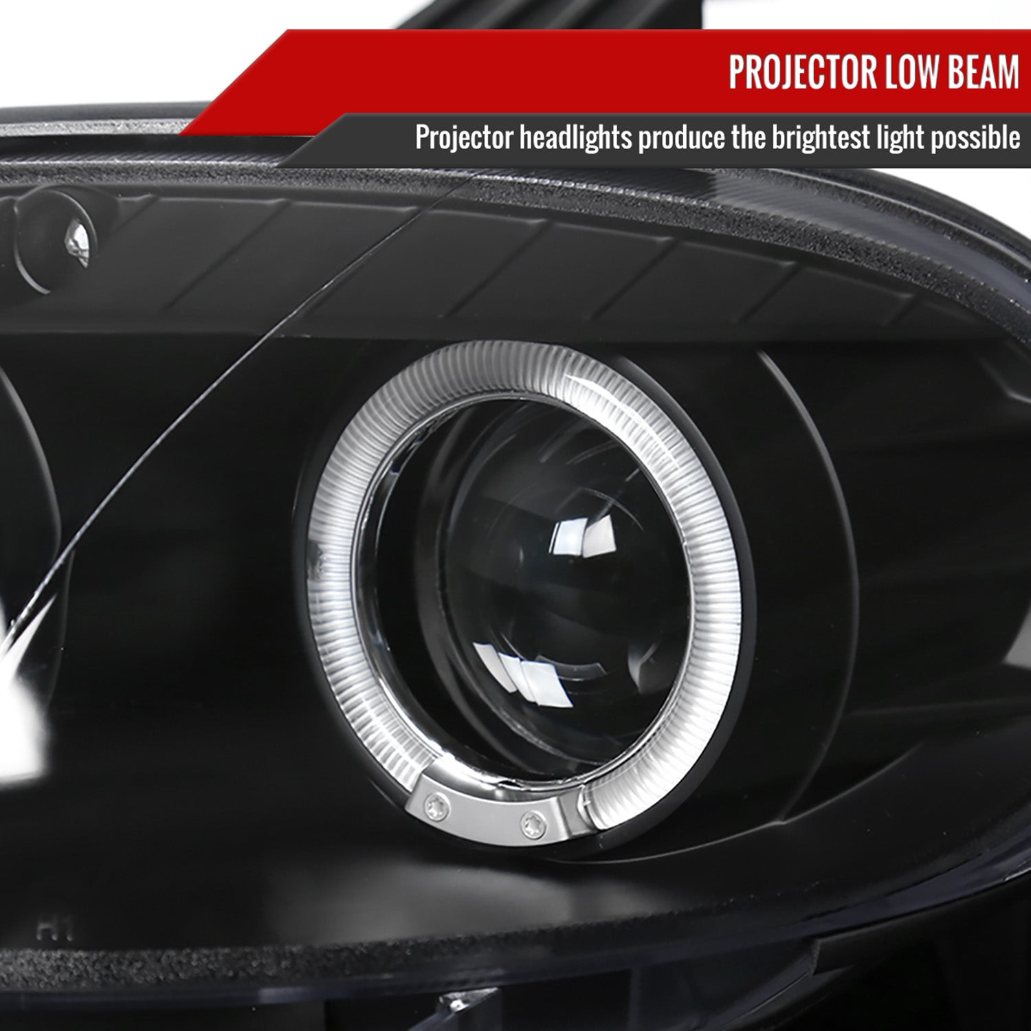 2001-2005 Mazda Miata MX-5 Dual Halo Projector Headlights Matte Black/Clear