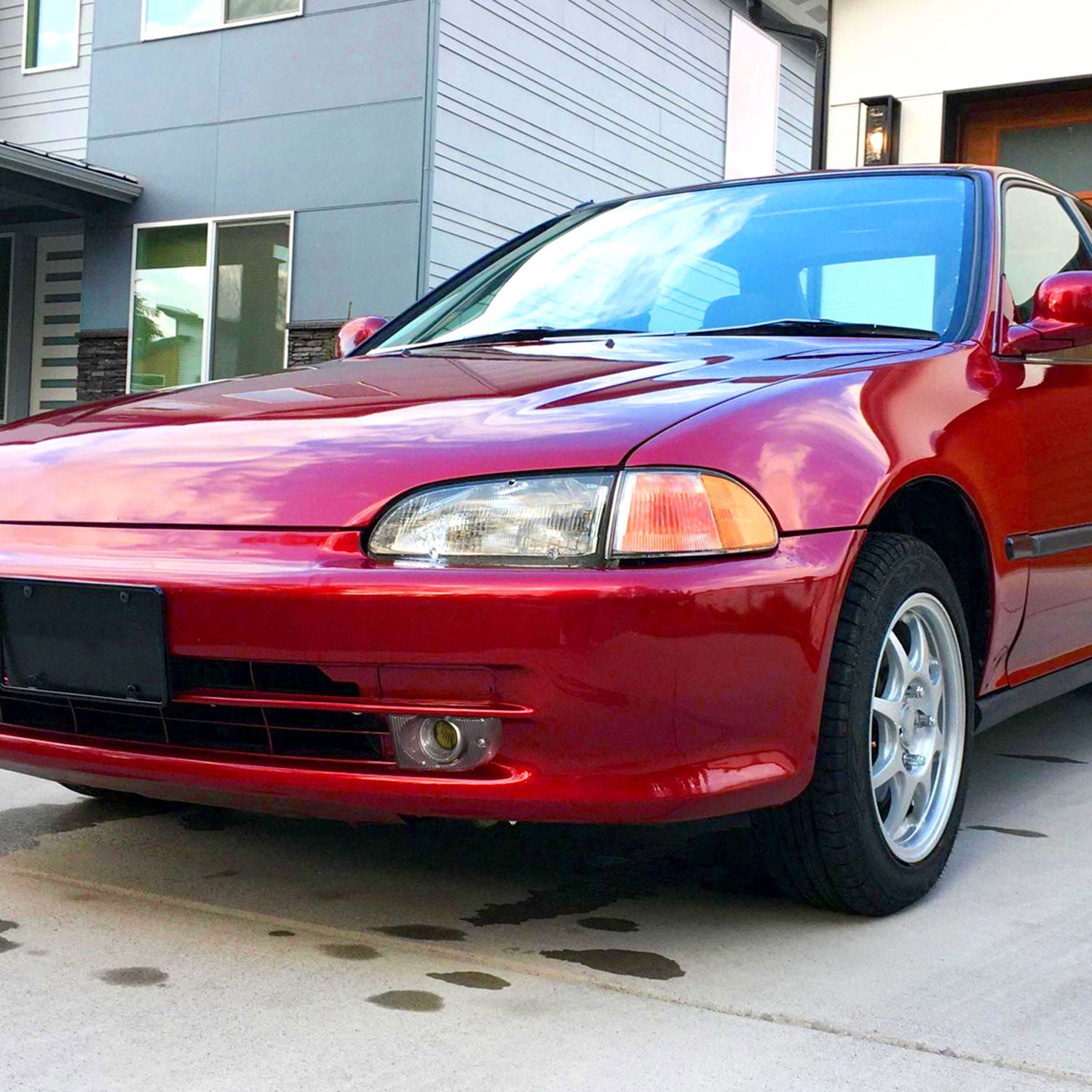 1992-1995 Honda Civic Sedan H3 Fog Lights Kit Chrome Housing/Yellow Lens