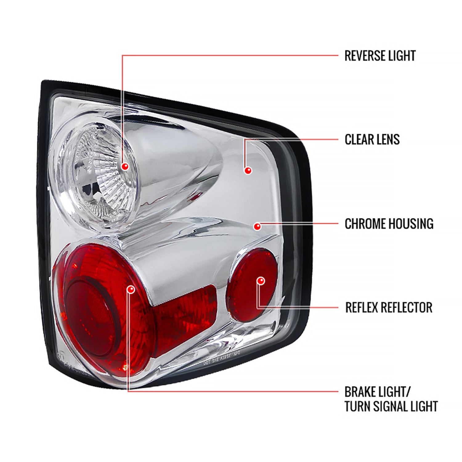 1994-2004 Chevy S10/ GMC Sonoma/ Isuzu Hombre Tail Lights Chrome/Clear Lens