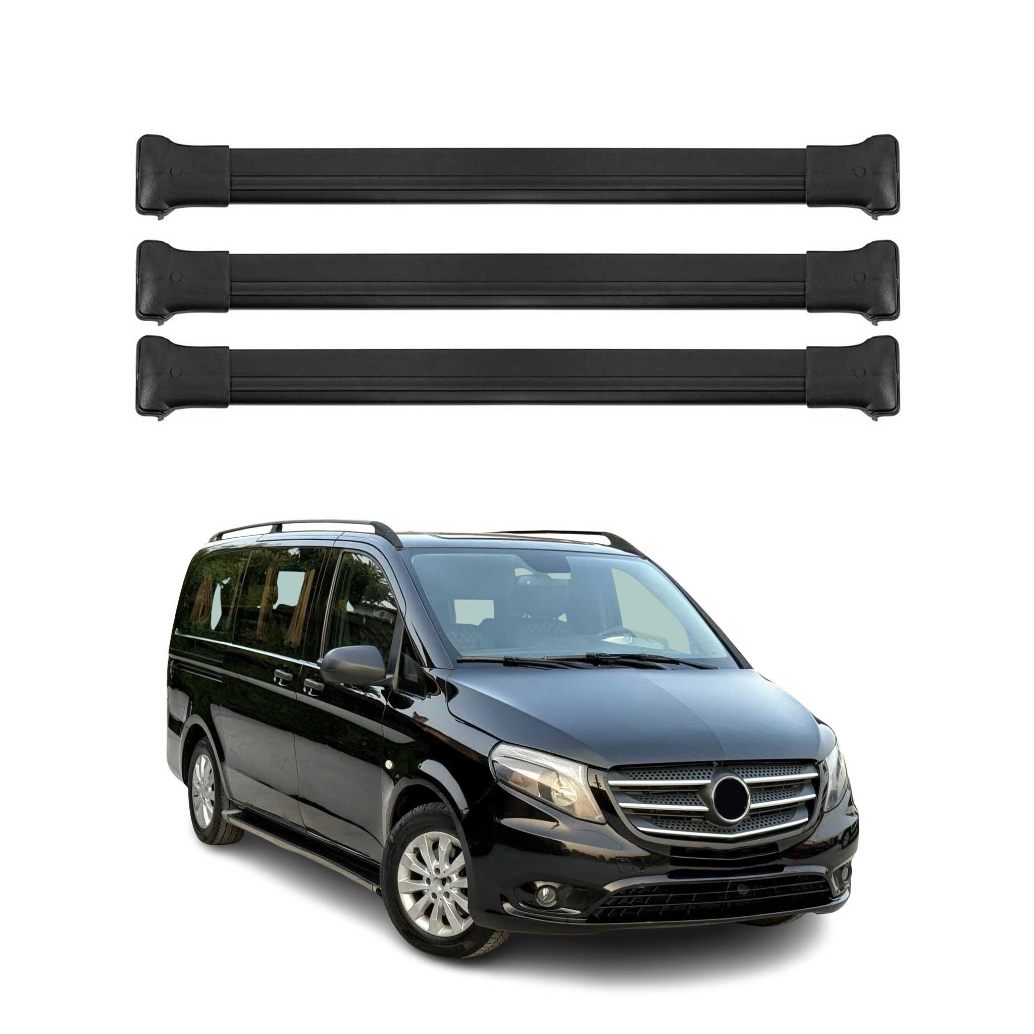 2016-2024 Mercedes Metris Roof Rack Cross Bars 3Pcs Black