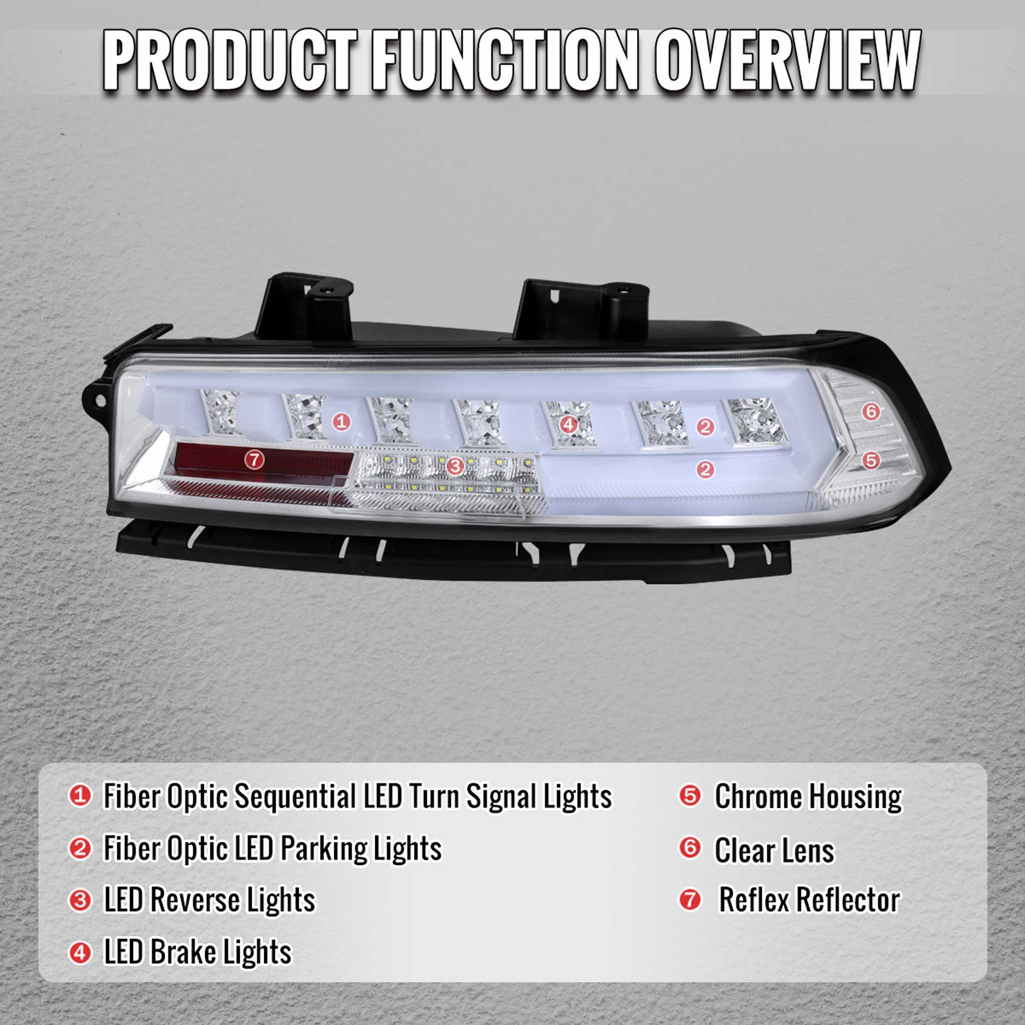 For Chevrolet Camaro 2014-2015 Full Red LED Sequential Tail Light Chrome Housing Clear Lens
