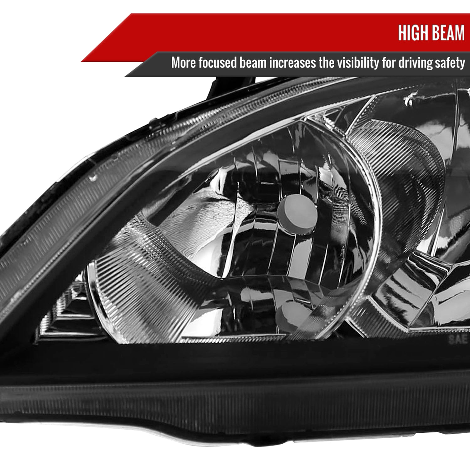 2004-2005 Honda Civic Crystal Headlights Matte Black Housing/Clear Lens