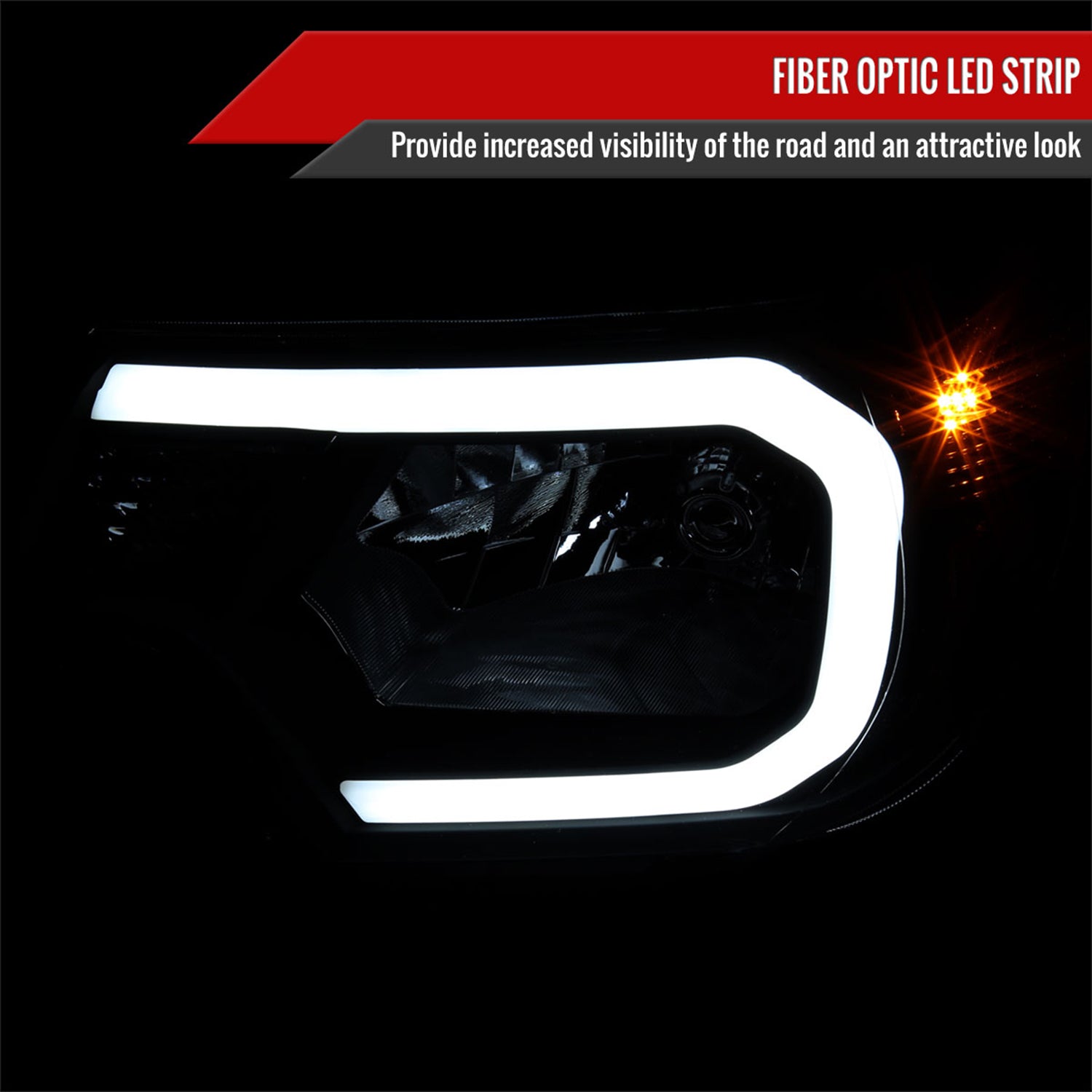 2012-2015 Toyota Tacoma LED Bar Factory Headlights Amber Reflector Matt Black