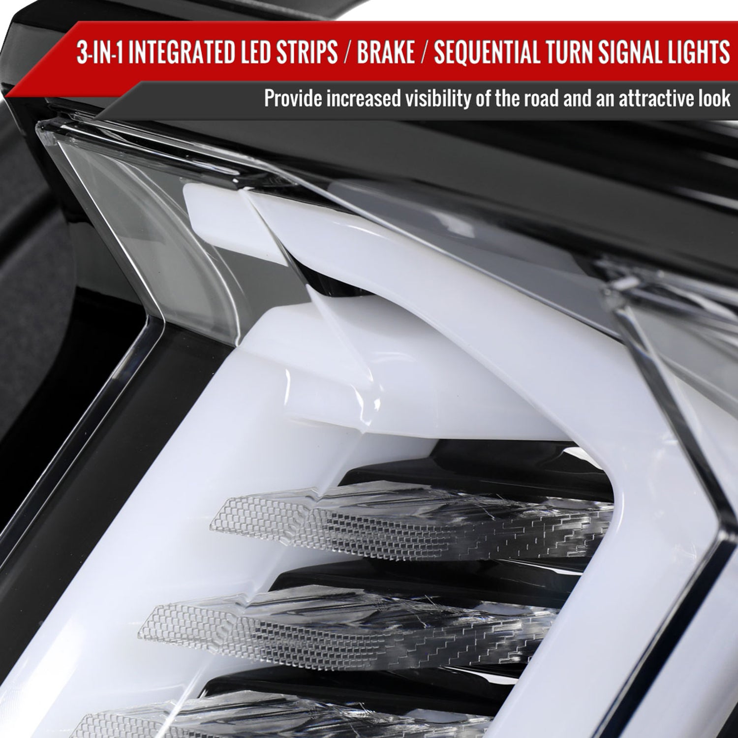 2015-2023 Ford Mustang Sequential Signal LED Tail Lights Jet Black/Clean Lens