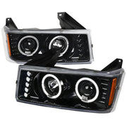 2004-2012 GMC Canyon/ Chevy Colorado Dual Halo Projector Headlights Jet Black