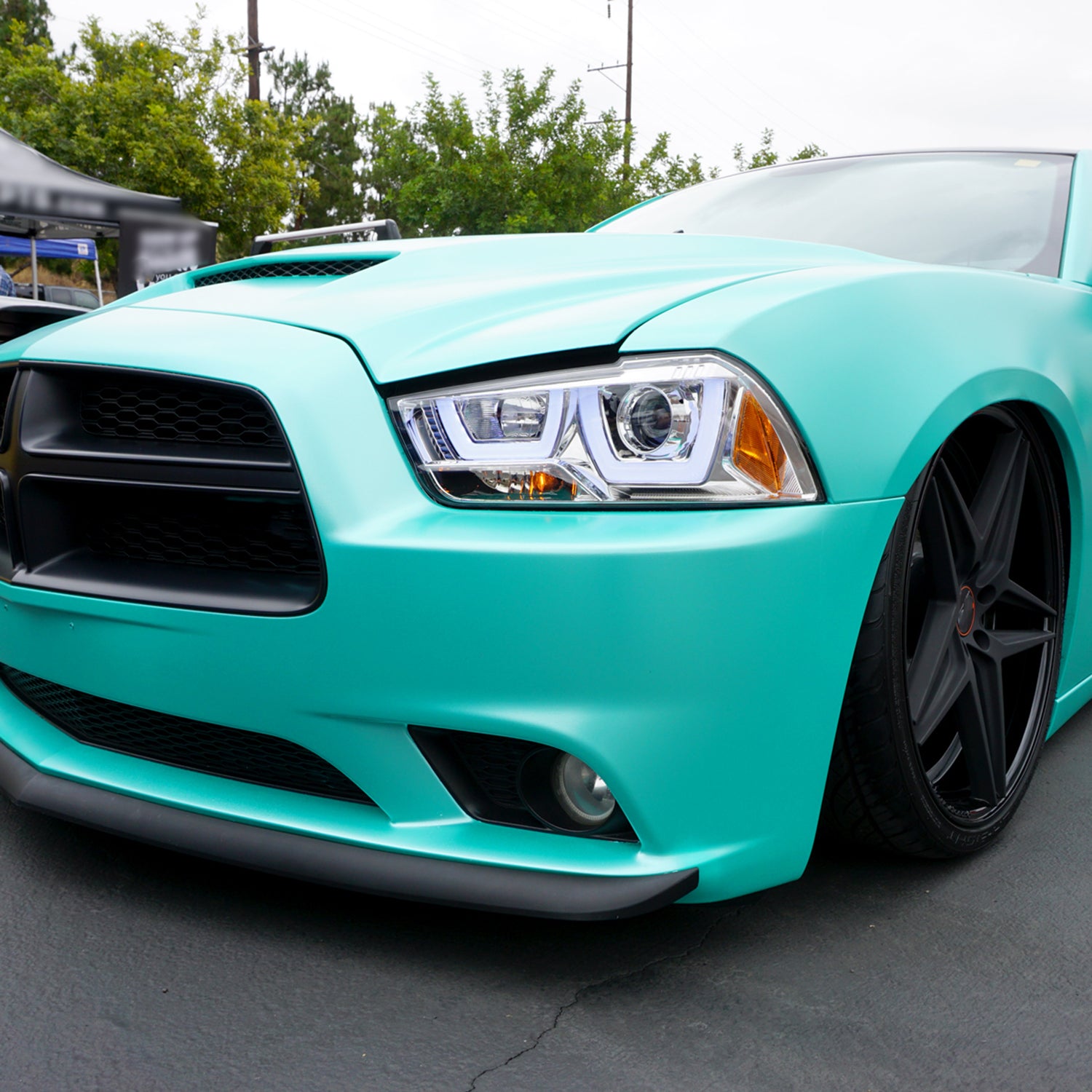 2011-2014 Dodge Charger Dual LED U-Bar Projector Headlights Chrome/Clear Lens