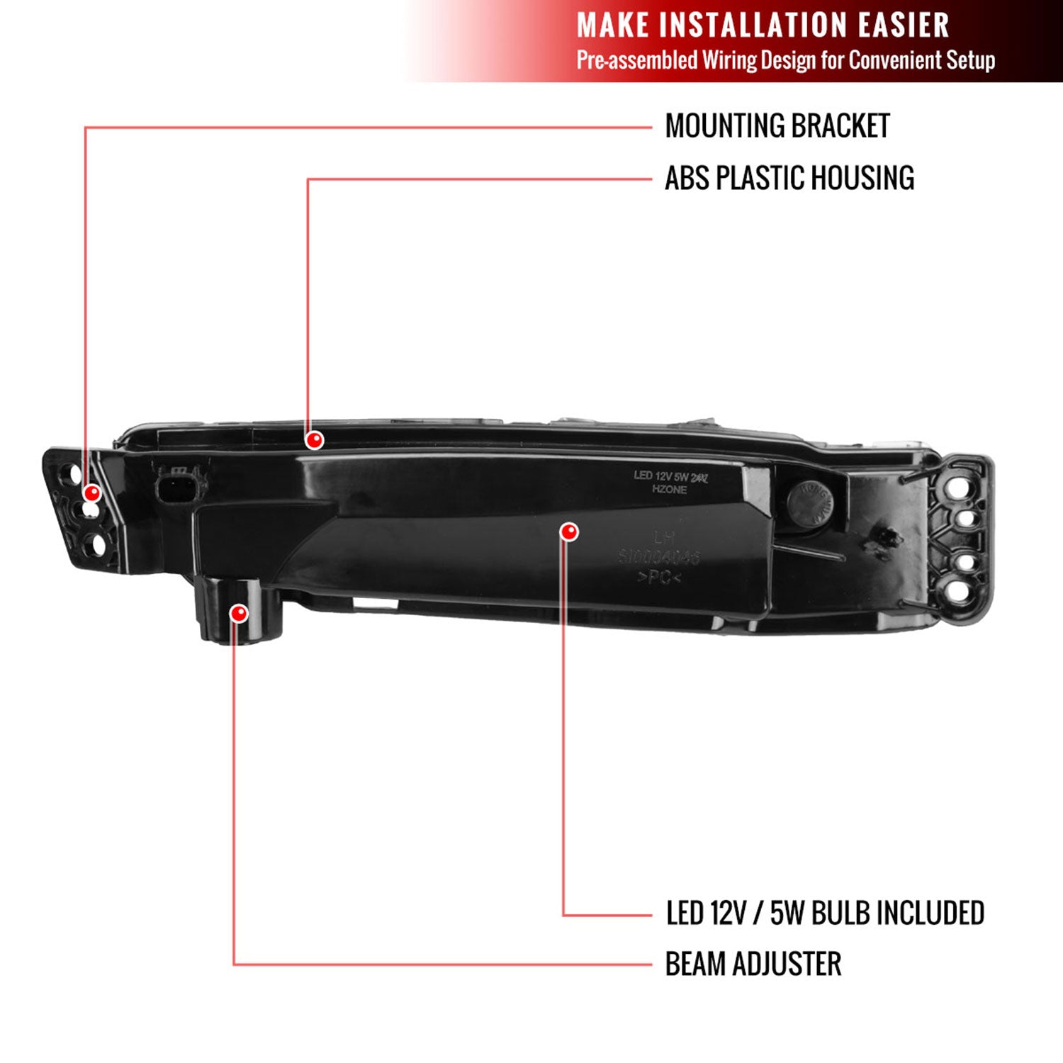 2018-2020 Honda Accord LED Fog Lights Kit Switch & Wiring Harness Chrome/Clear