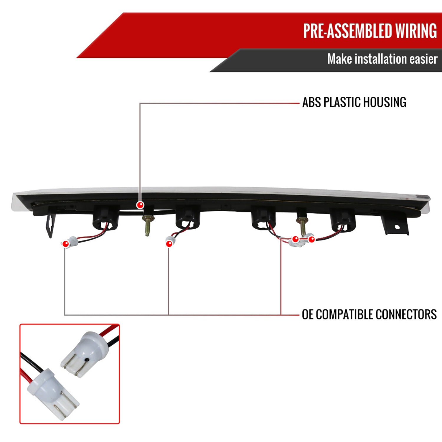 1999-2004 Ford Mustang LED 3rd Brake Light Chrome Housing/Clear Lens