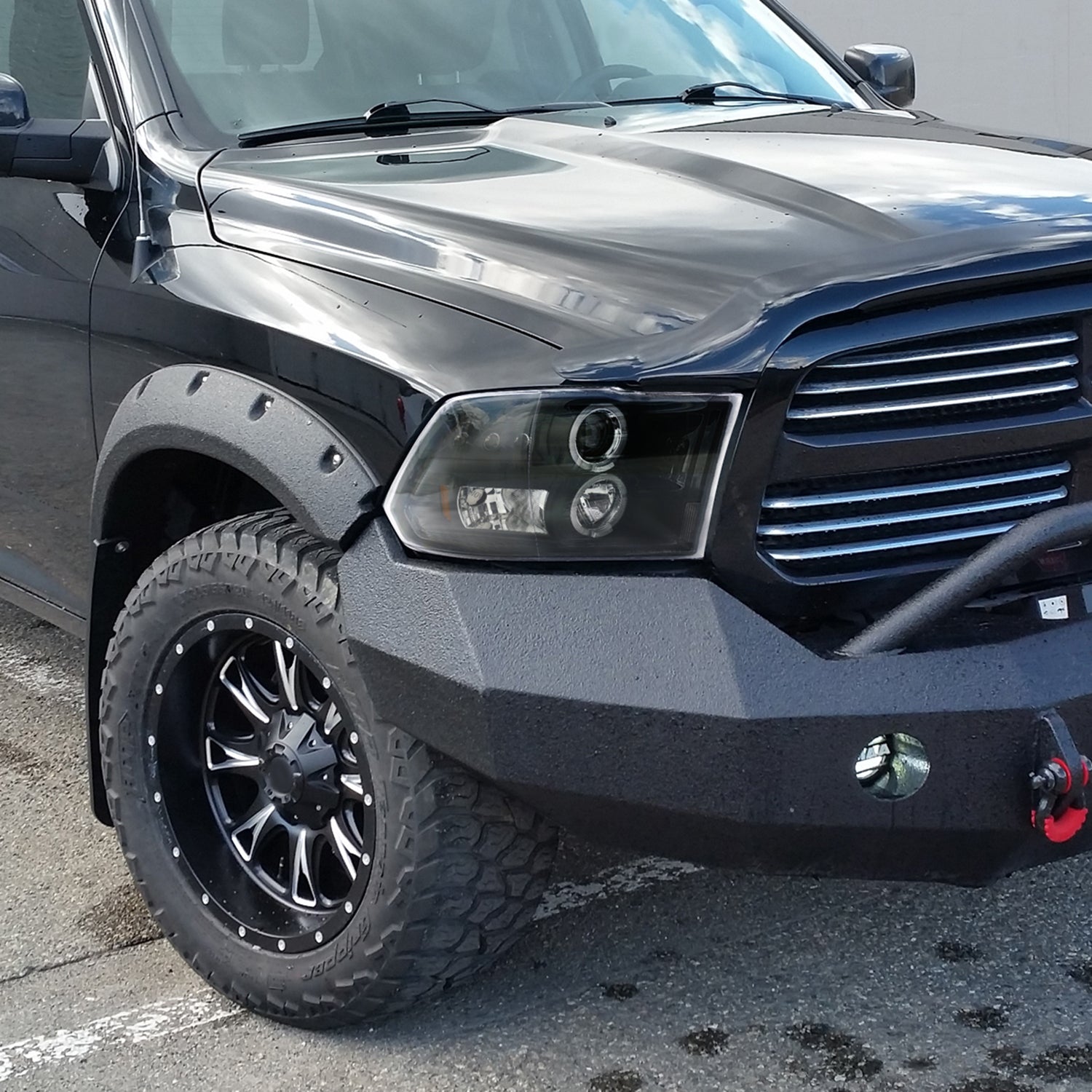 2009-2018 Dodge RAM 1500 / RAM 2500 3500 Dual Halo Headlights Matte Black