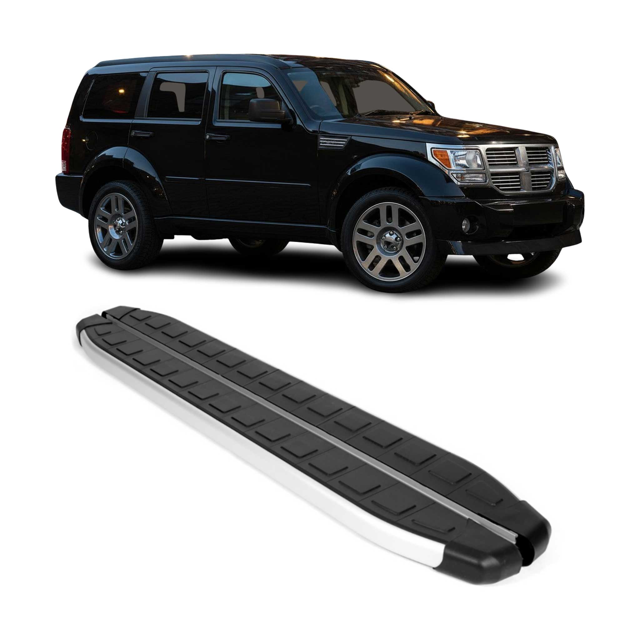 2007-2012 Dodge Nitro Running Boards Side Steps Silver & Black