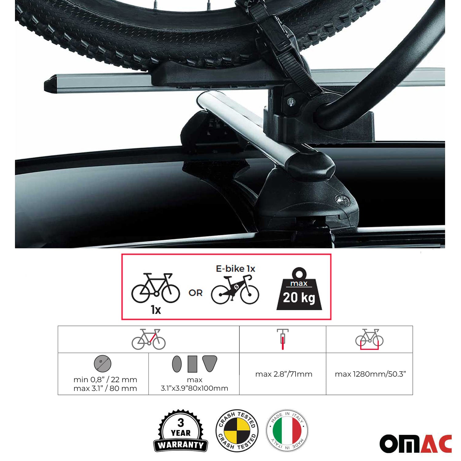 Car Rooftop Mount Bike Rack Carrier Bicycle Universal Lockable Black