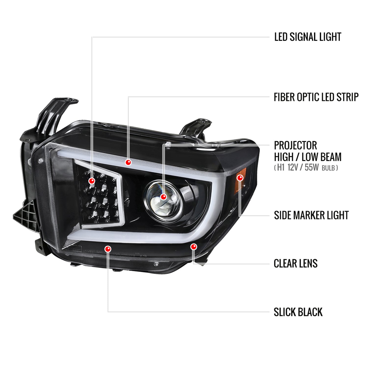 2014-2021 Toyota Tundra LED CBar Projector Headlights LED Signal Lights Black