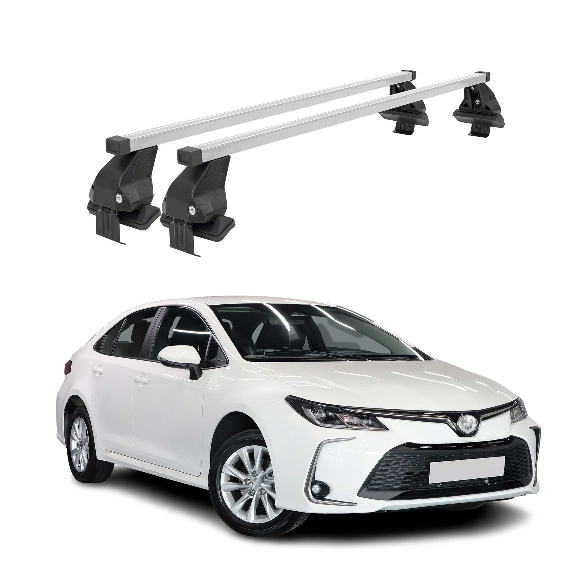 2017-2019 Toyota Corolla Sedan FL Roof Rack Cross Bars Silver