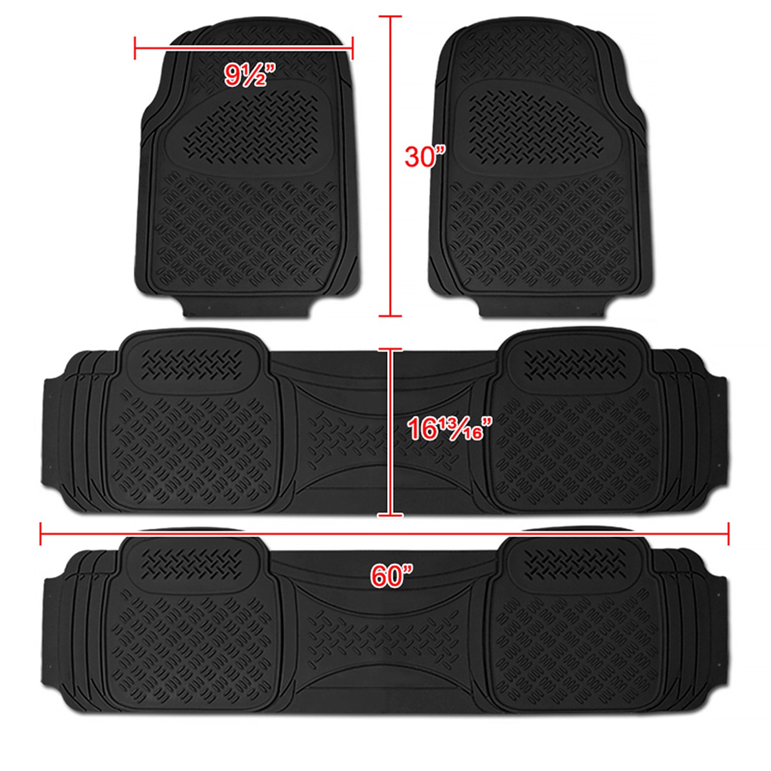 Universal fit Rubber NonSlip Car Floor Mats Liner All Weather 4Pcs Black