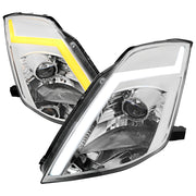 2003-2005 Nissan 350Z Signal Animated LED Bar Projector Headlights Chrome