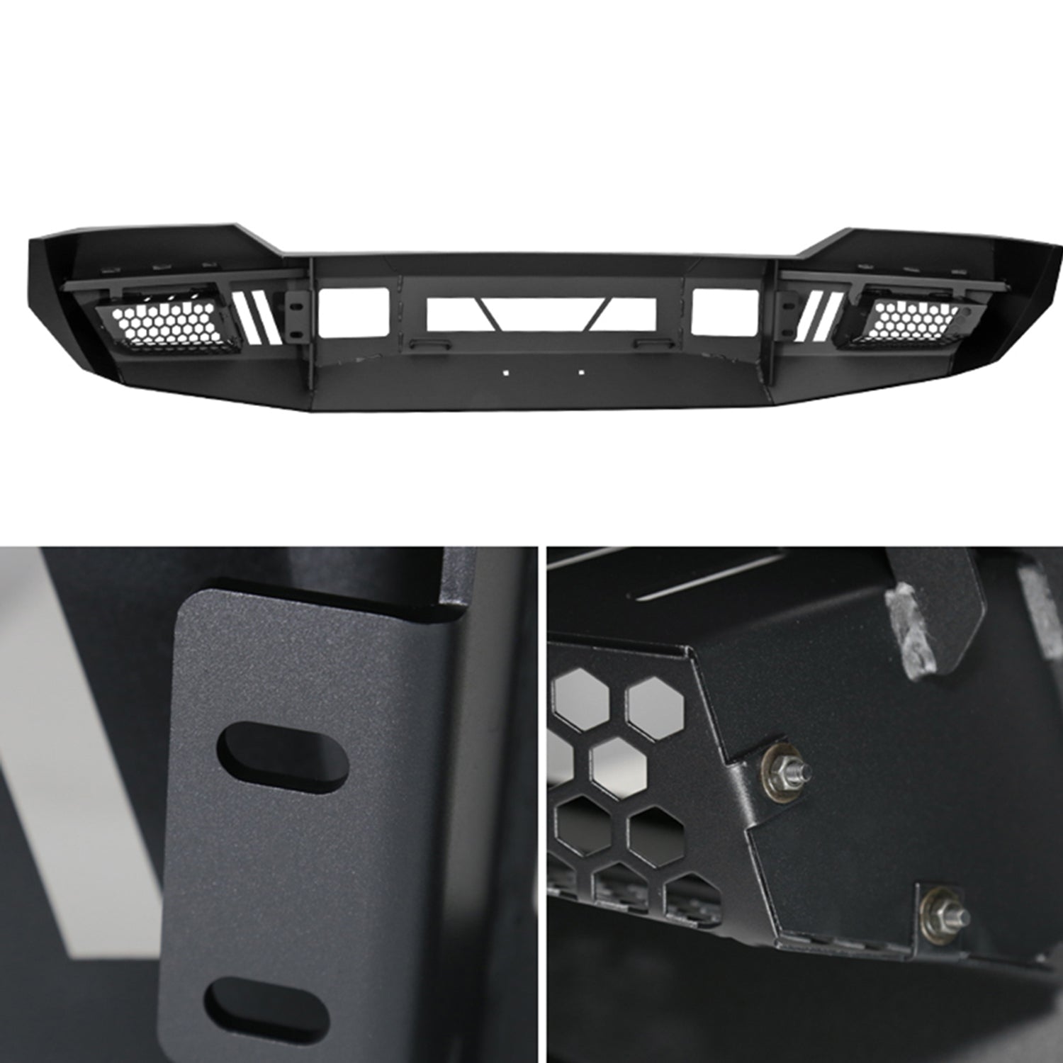 2011-2016 Ford F-150/F-250 Black Heavy Duty Steel Front Bumper LED Light Ports