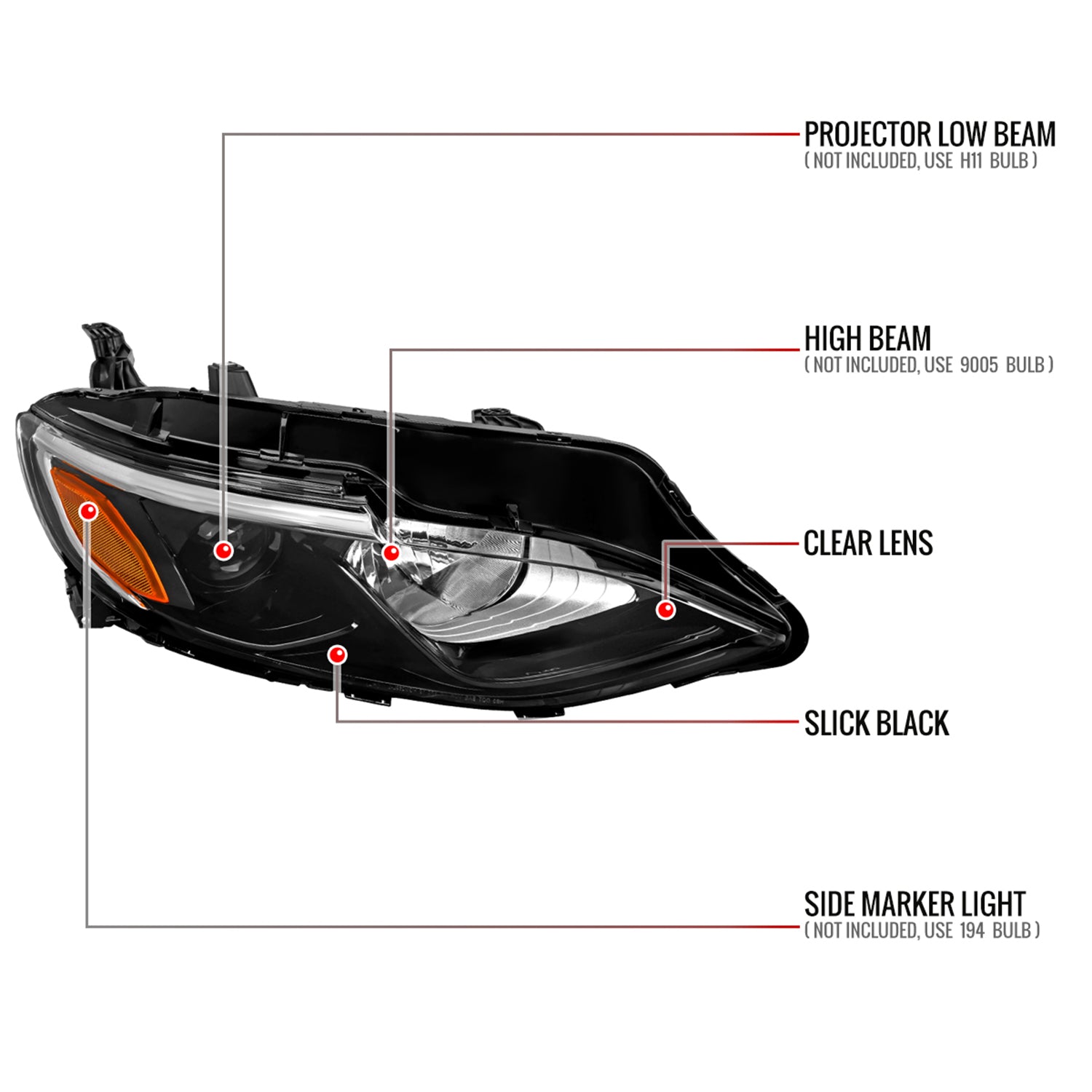 2019-2024 Chevy Malibu Factory Projector Right Passenger Side Headlight Black