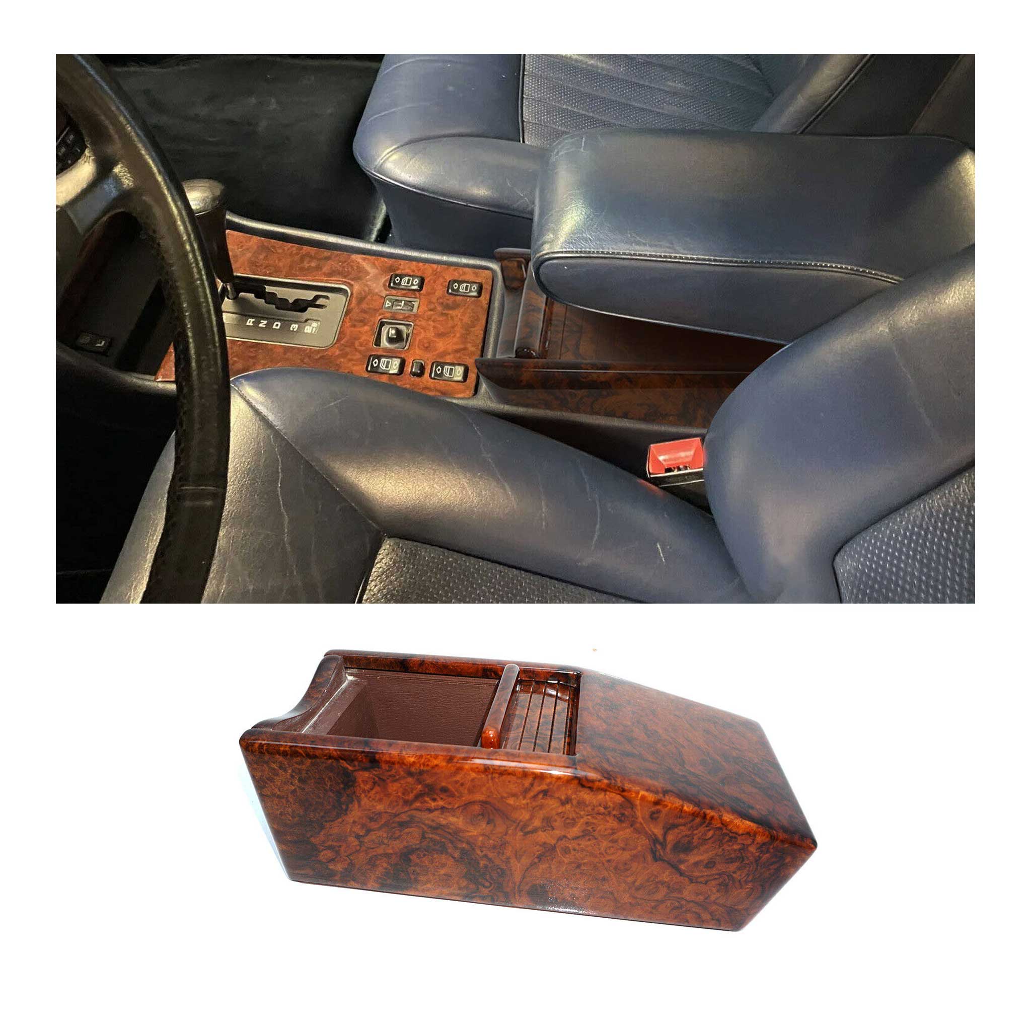1979-1991 Mercedes S Class W126 Console Cassette Center Box Wood Zebra