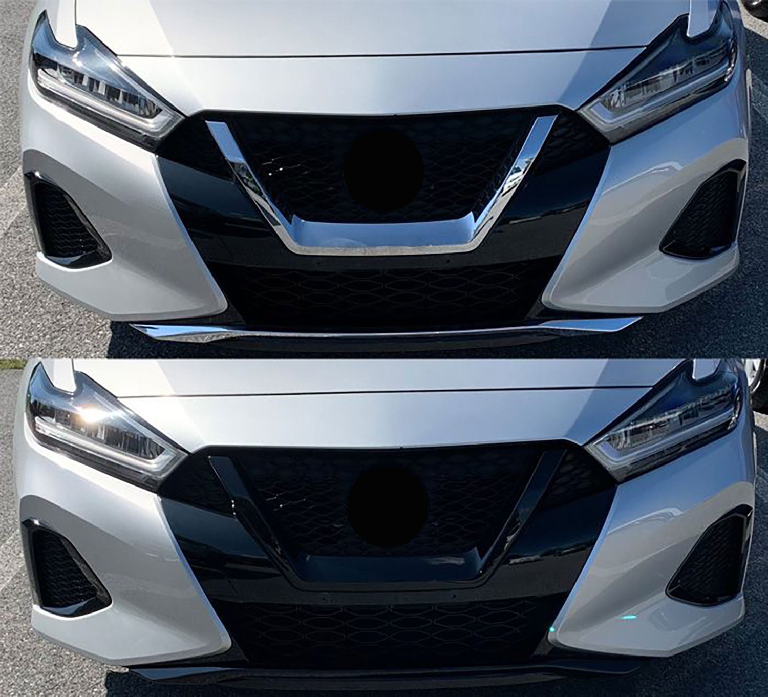 2019-2023 Nissan Maxima Grille Overlay Gloss Black 2Pcs ABS Plastic