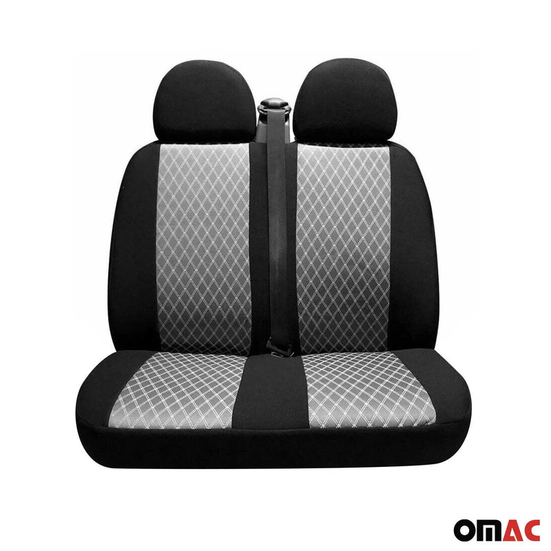 2016-2024 Mercedes Metris Front Car Seat Covers Grey & Black 2+1 Set