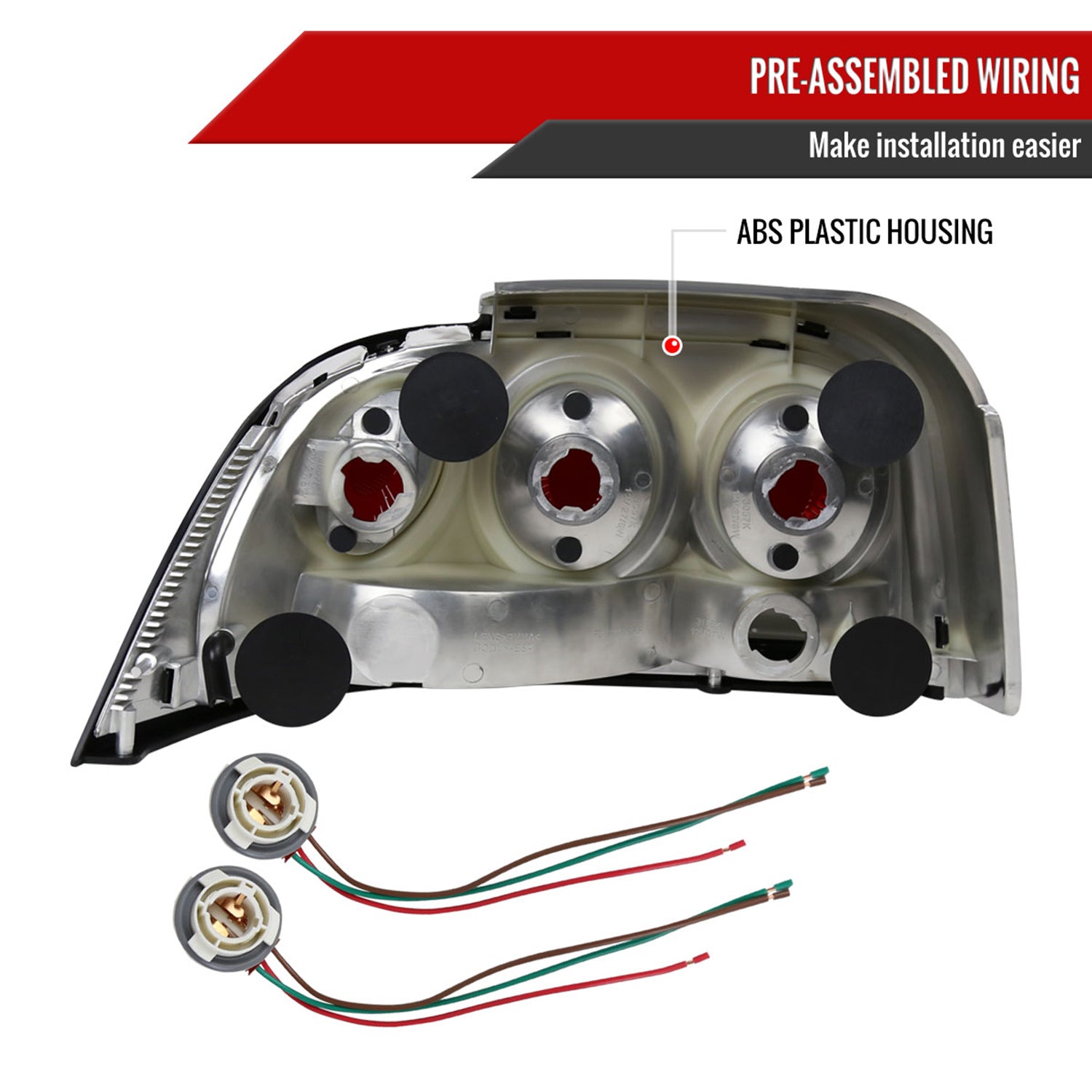 1994-1998 Ford Mustang Tail Lights Chrome Housing/Smoke Lens