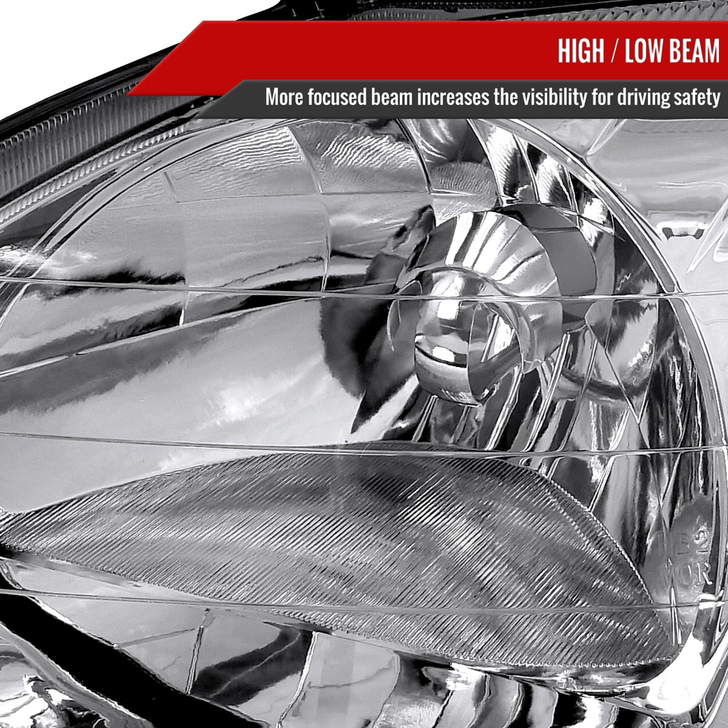 1999-2000 Honda Civic Crystal Headlights w/ Amber Reflector Chrome/Clear Lens