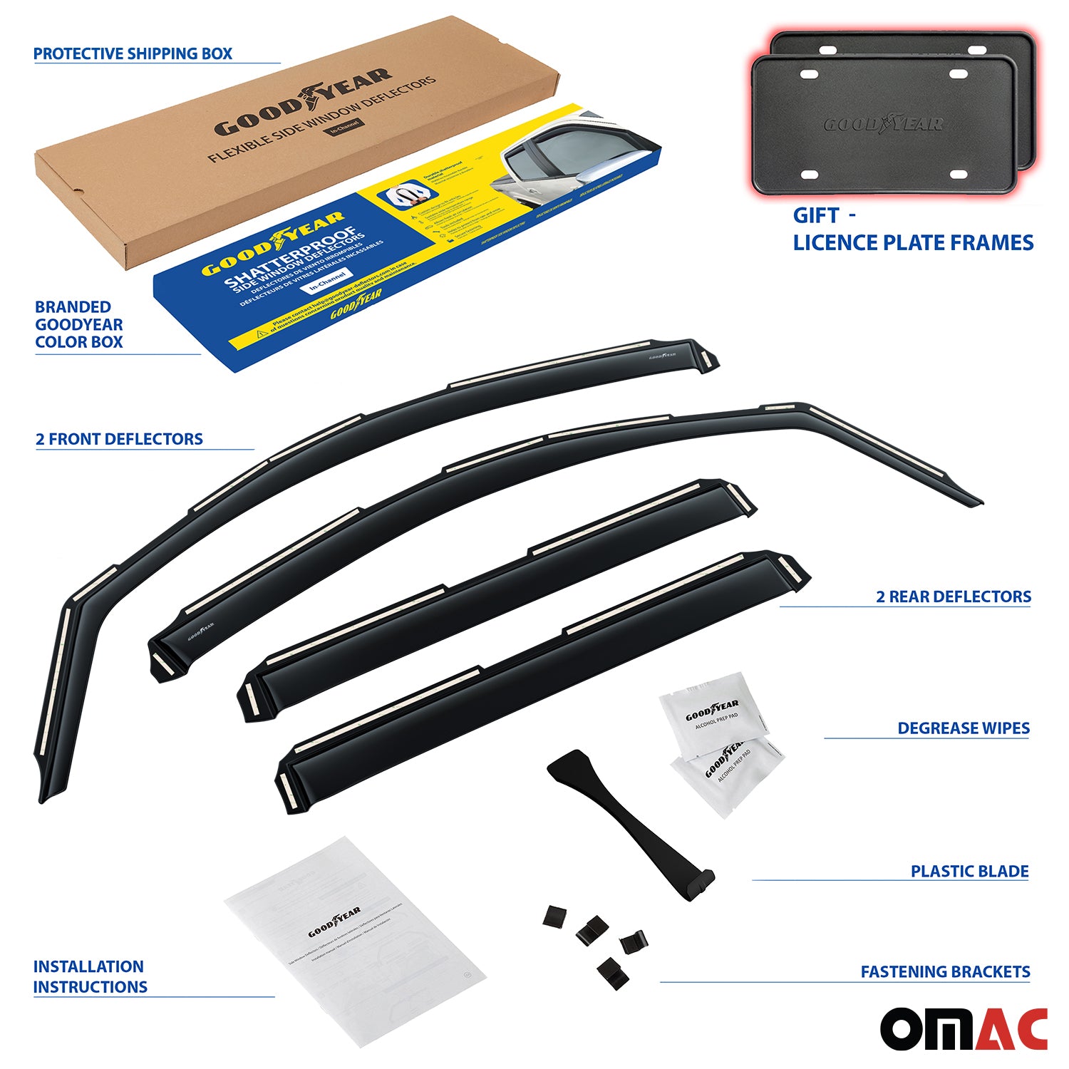 Goodyear Wind Deflectors for Lincoln Navigator 2007-2017 In-channel Smoke 4 pcs
