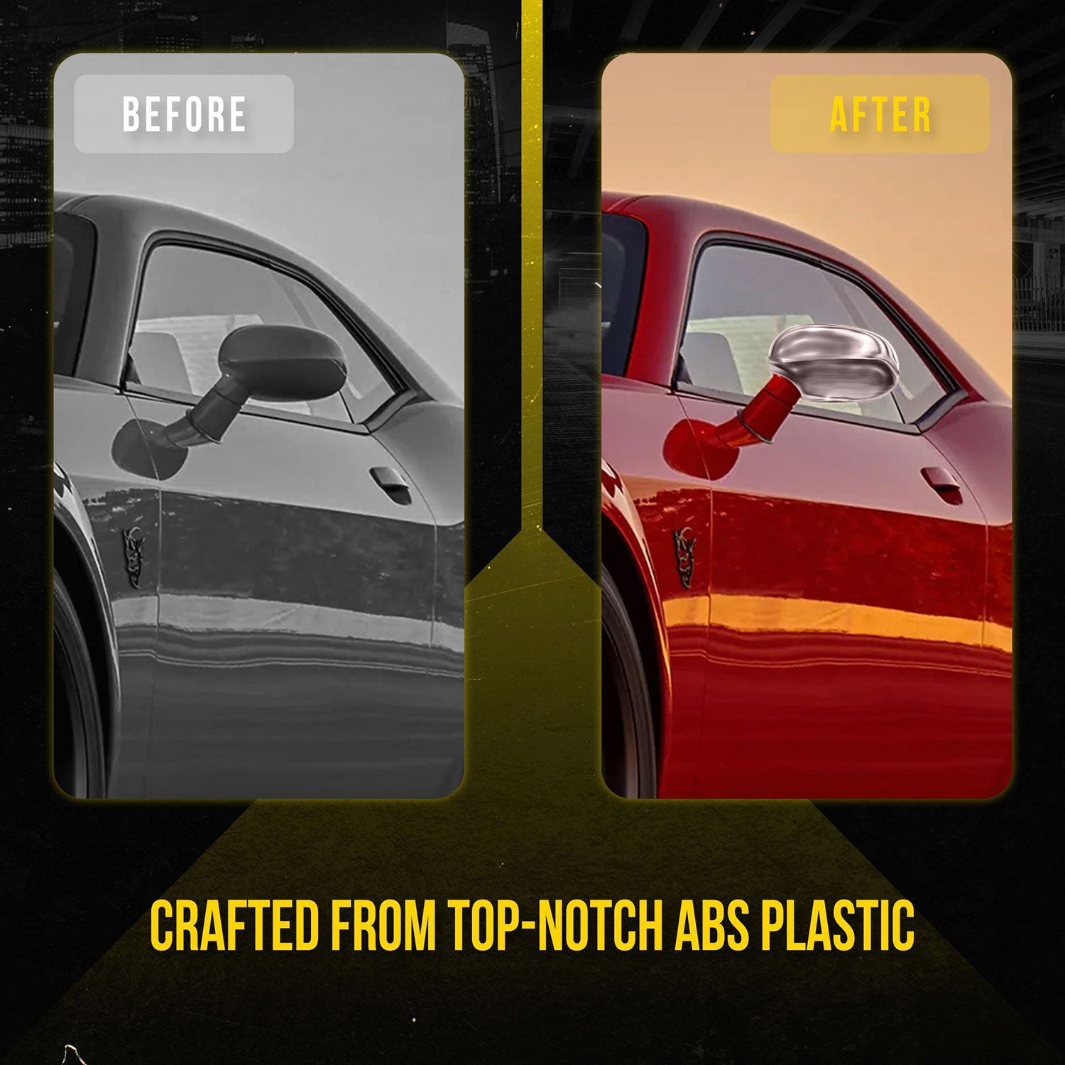 2008-2023 Dodge Challenger Mirror Cover Caps Chrome 2Pcs ABS Plastic