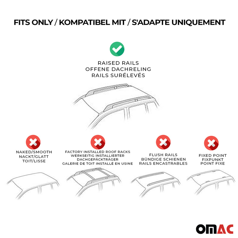 2015-2022 Fiat Panda Cross Roof Rack Cross Bars Silver