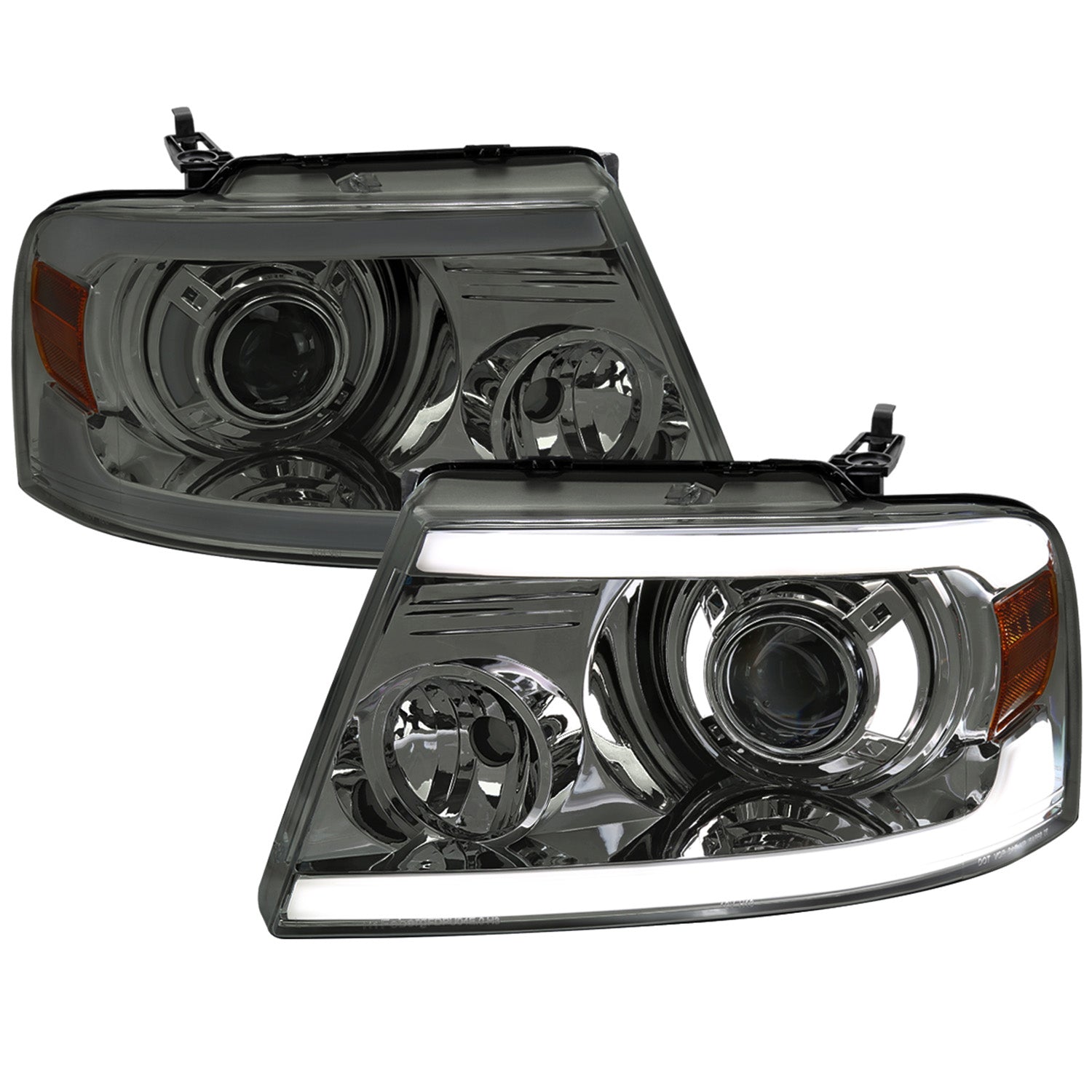 2004-2008 Ford F-150/06-2008 Lincoln Mark LT Projector Headlights LED Bar Smoke