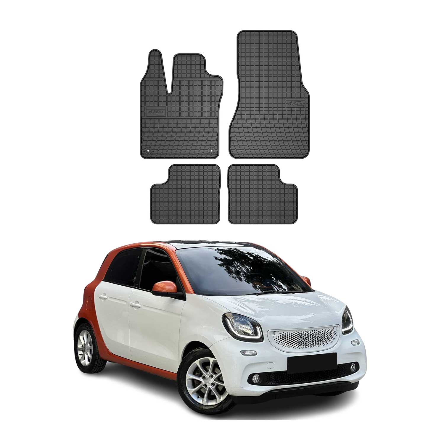 2014-2019 Smart Forfour Floor Mats Liners Full Set All Weather Rubber Black