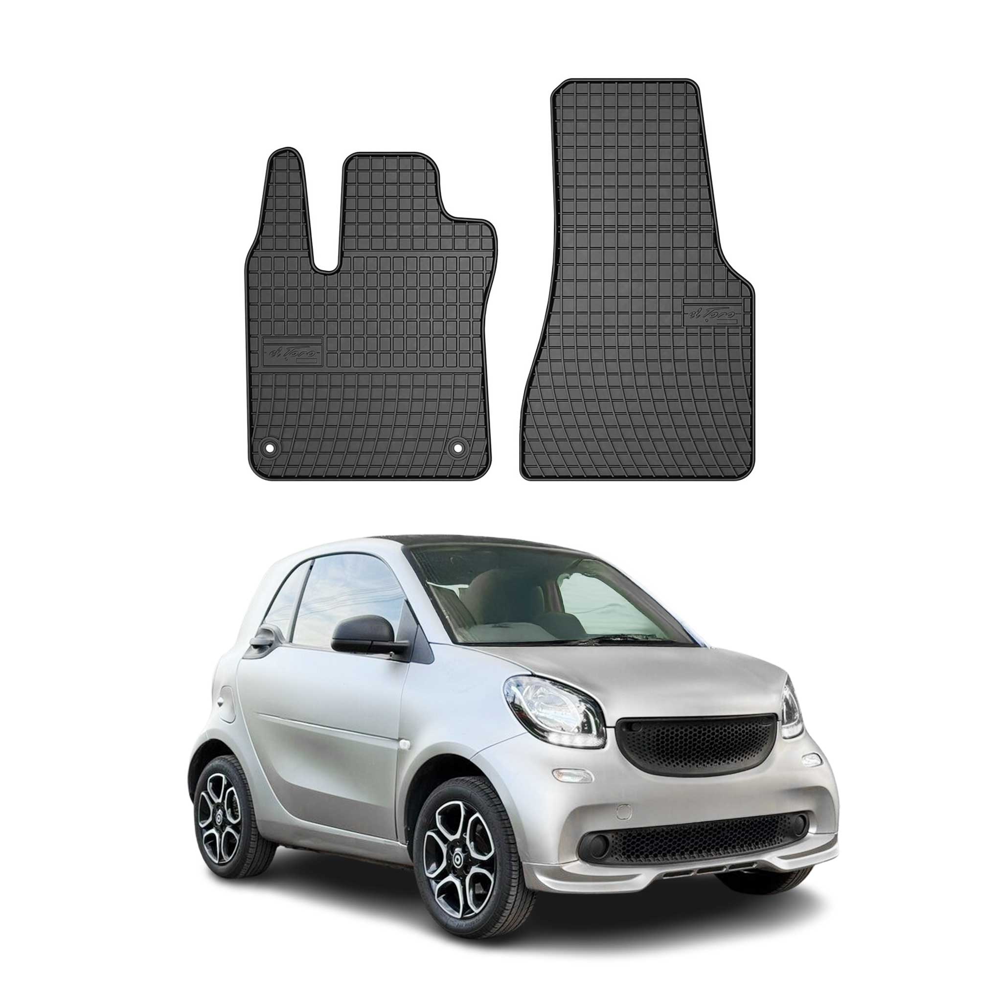 2016-2017 Smart ForTwo Floor Mats Liners Full Set All Weather Rubber Black