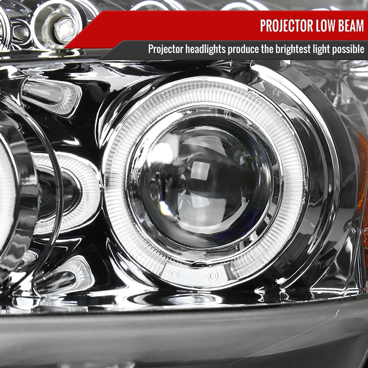 2003-2007 Honda Accord Dual Halo Projector Headlights Chrome/Clear Lens