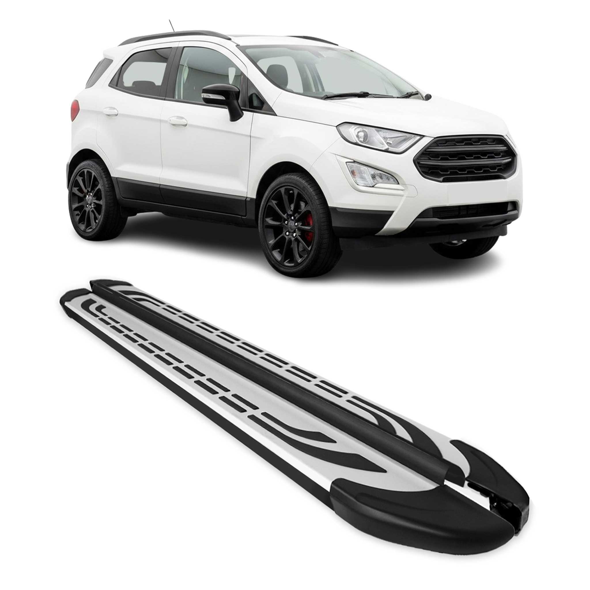 2013-2017 Ford EcoSport Running Boards Side Steps Silver & Black