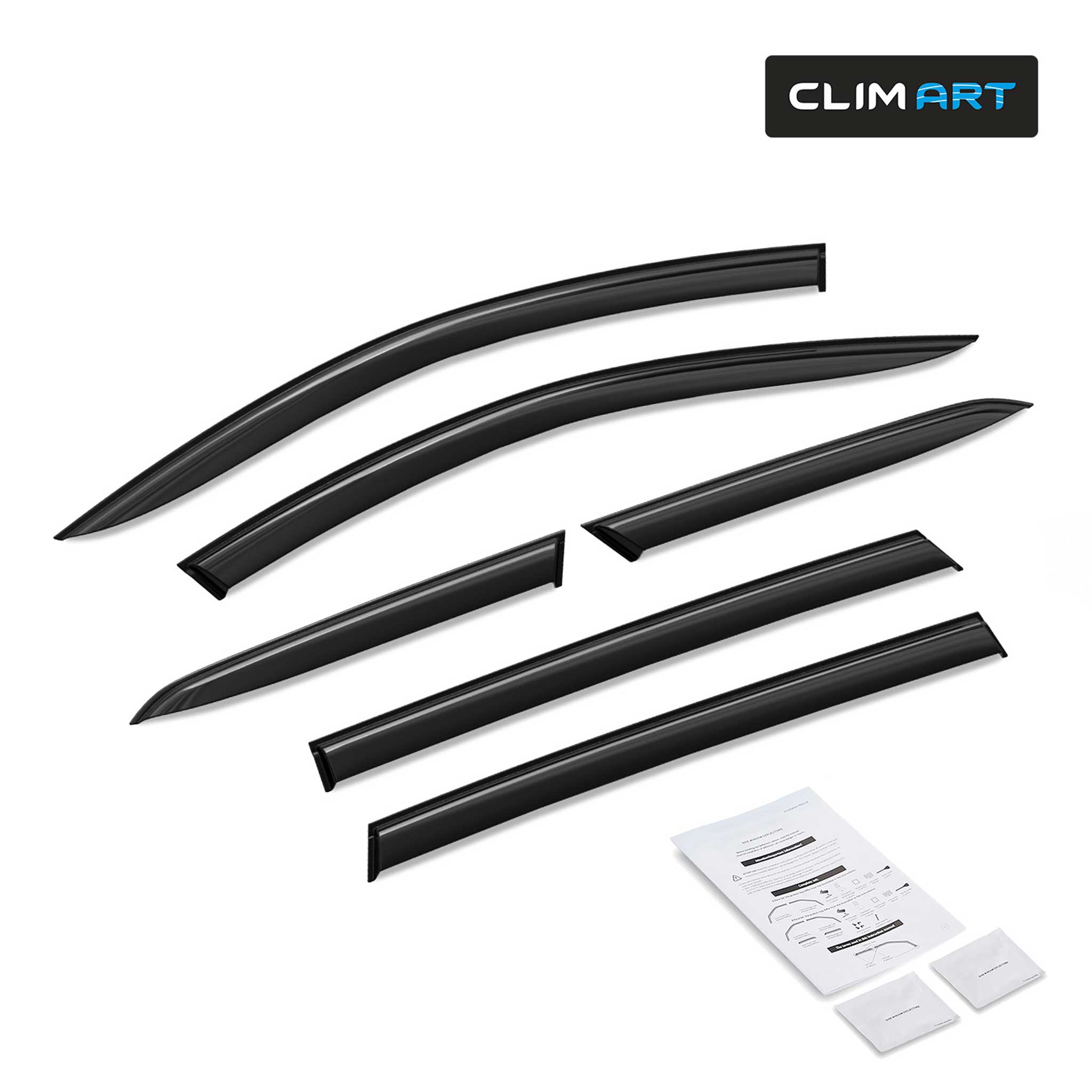 Clim Art Wind Deflectors for Hyundai Santa Fe 2019-2023 Tape-On Dark Smoke 6Pcs