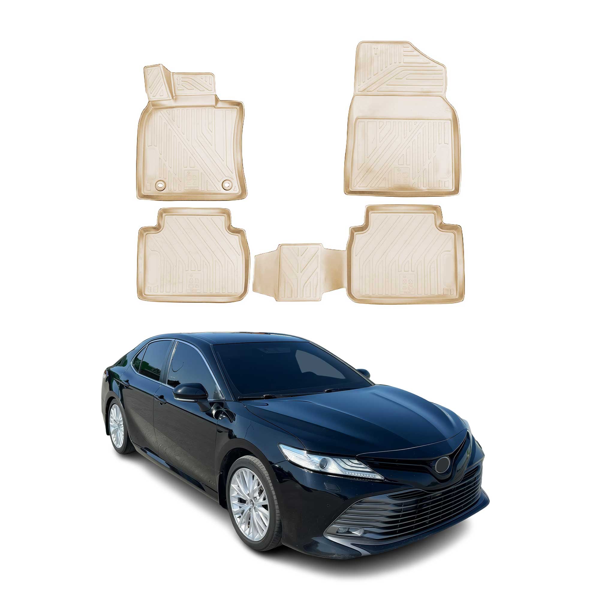 2018-2024 Toyota Camry Floor Mats Liners Full Set All Weather Beige