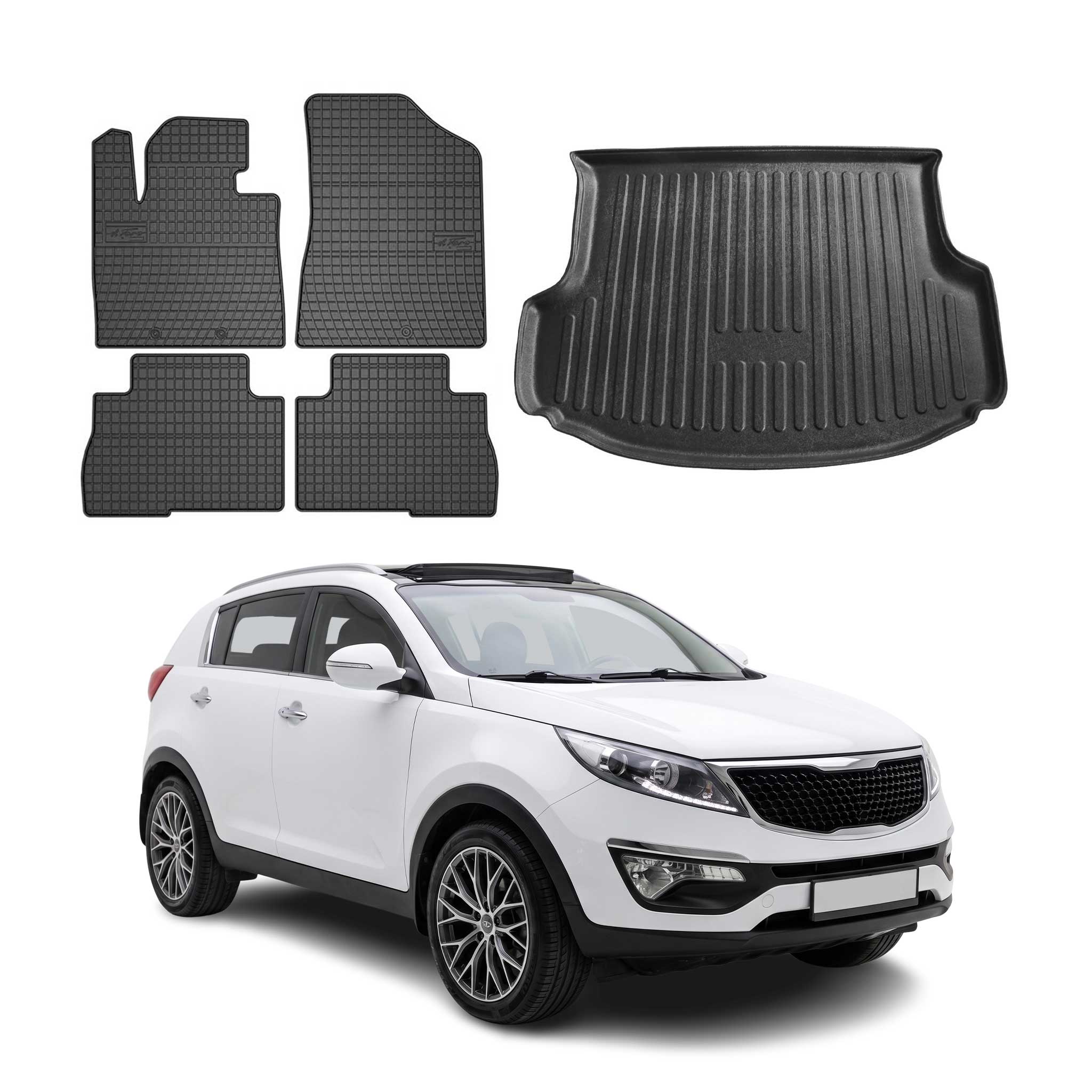 2014-2015 Kia Sorento Floor Mats & Cargo Liner Full Set All Weather Black
