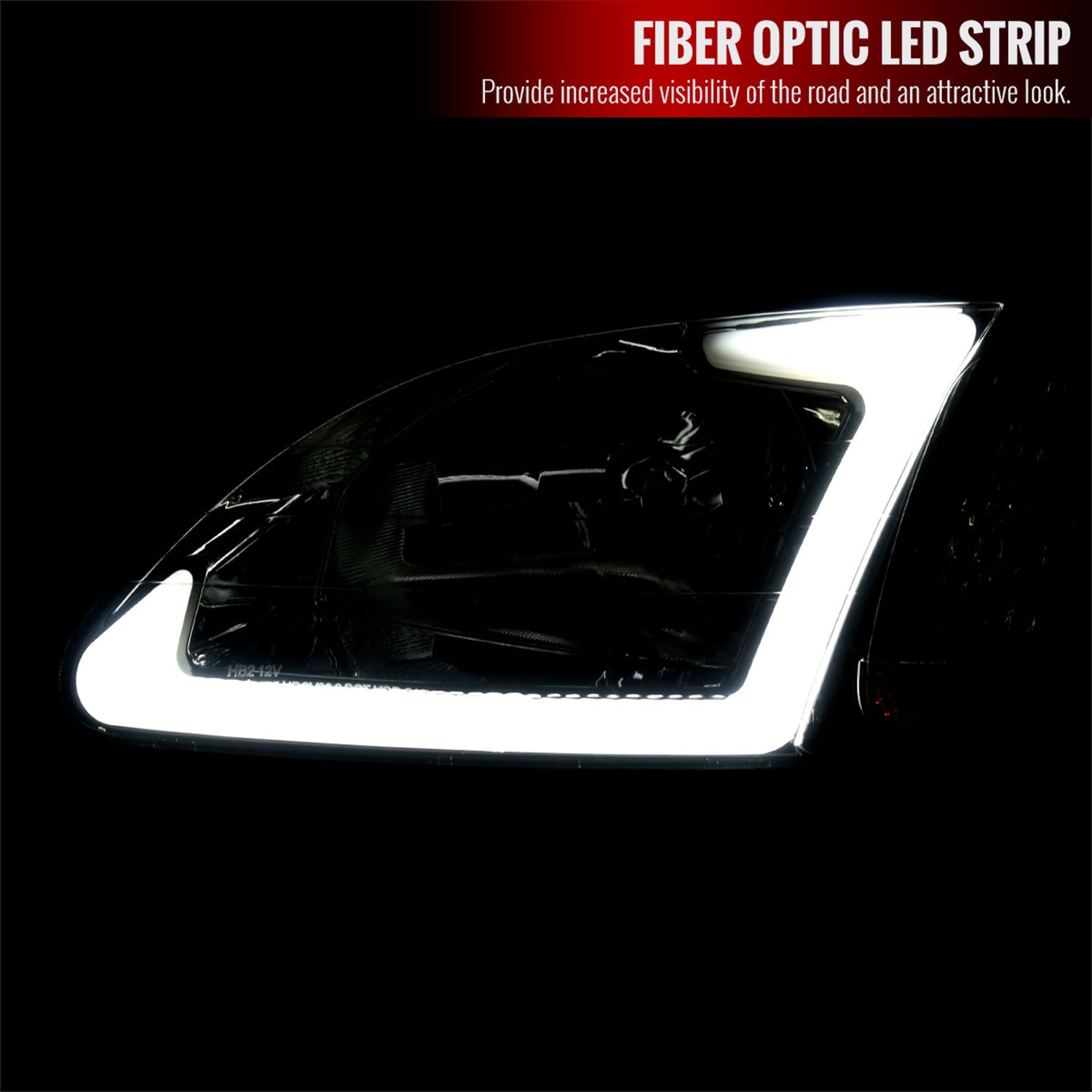 1996-1998 Honda Civic Coupe/Sedan LED Bar Factory Headlights Chrome/Smoke