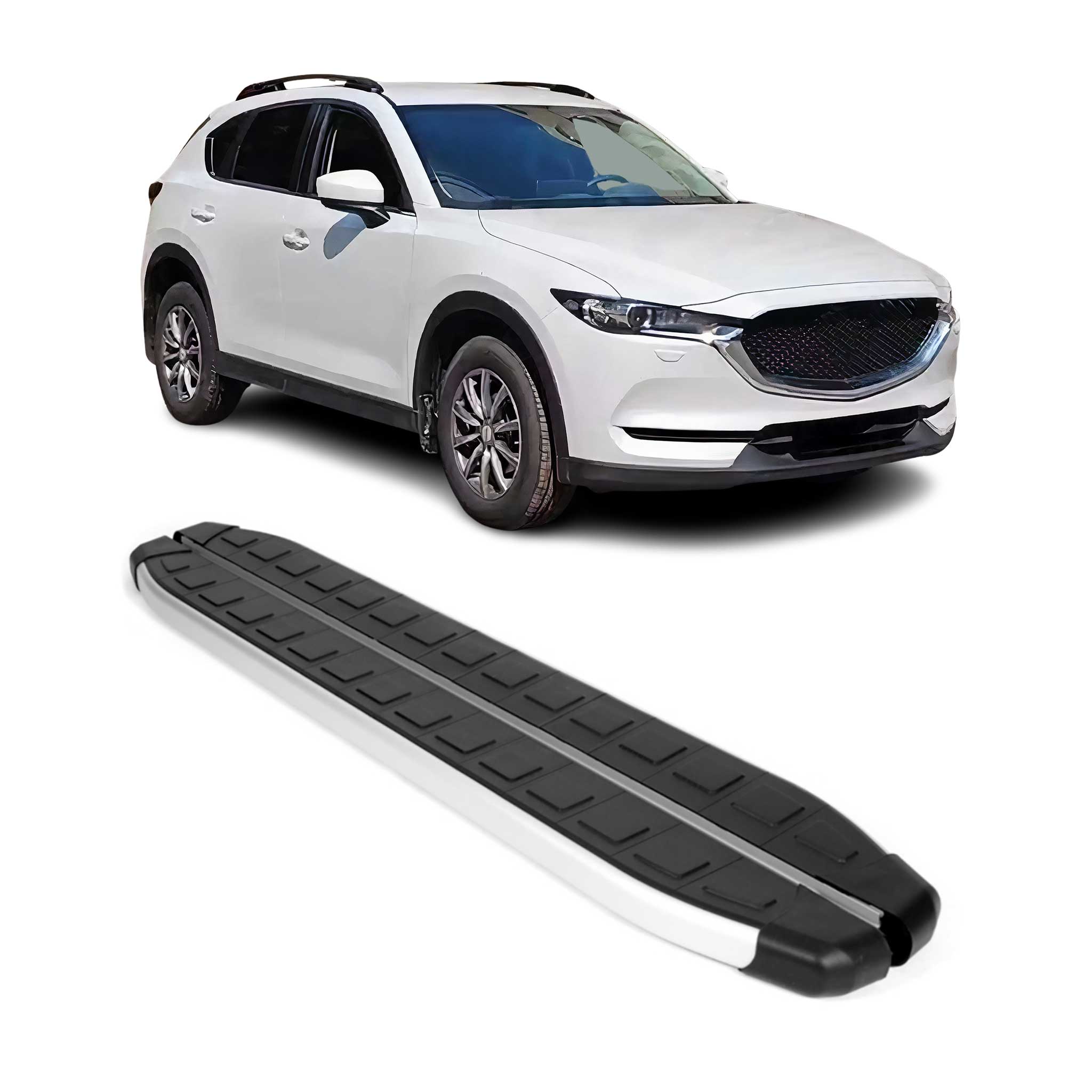 2017-2025 Mazda CX-5 Running Boards Side Steps Silver & Black