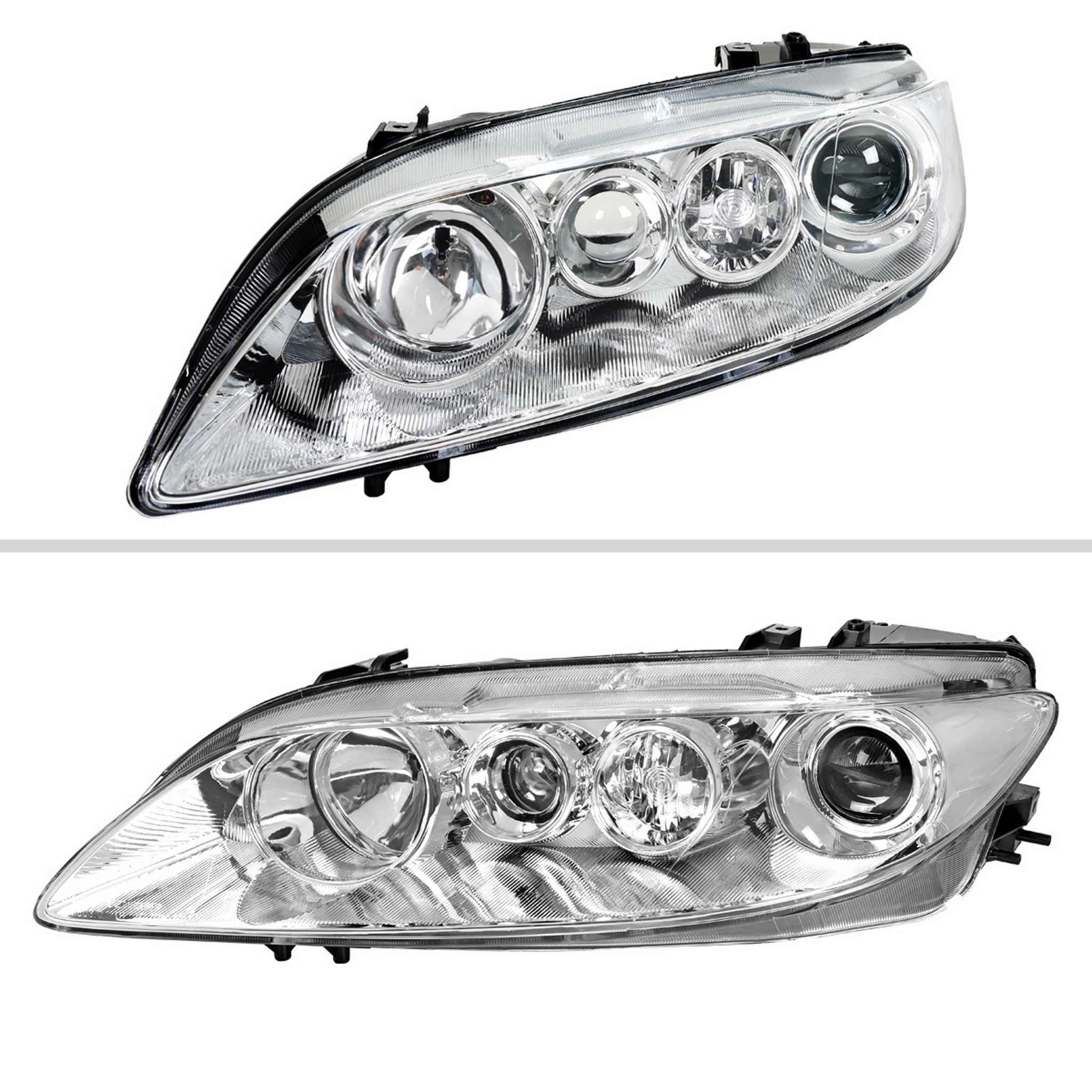 For Mazda 6 2003-2005 Factory Style Projector Headlights Chrome Housing Clear Lens