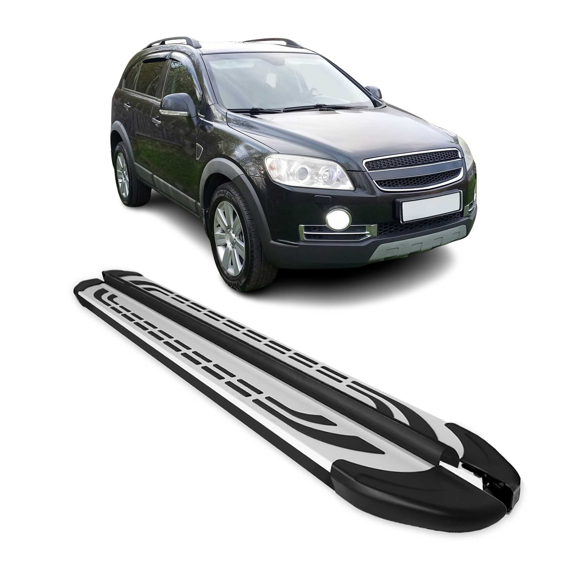 2008-2015 Chevrolet Captiva Sport Running Boards Side Steps Silver & Black