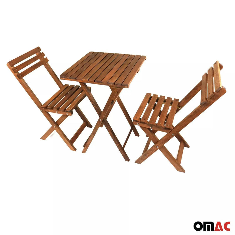 3Pcs Folding Wooden Bistro Set Dining Indoor Outdoor Furniture BBQ Picnic Party