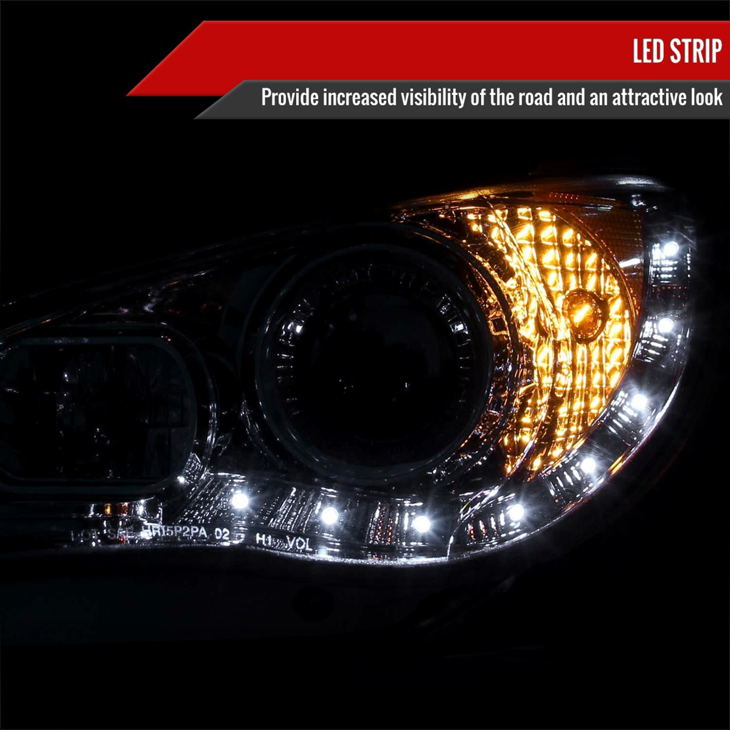 2006-2007 Subaru Impreza WRX/STI Projector Headlights LED Light Strip Chrome