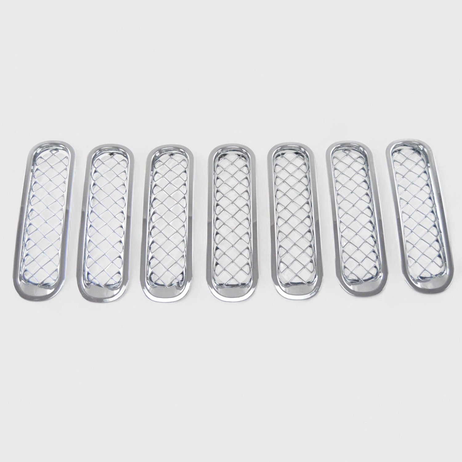 2007-2018 Jeep Wrangler Grille Overlay Chrome 7Pcs ABS Plastic