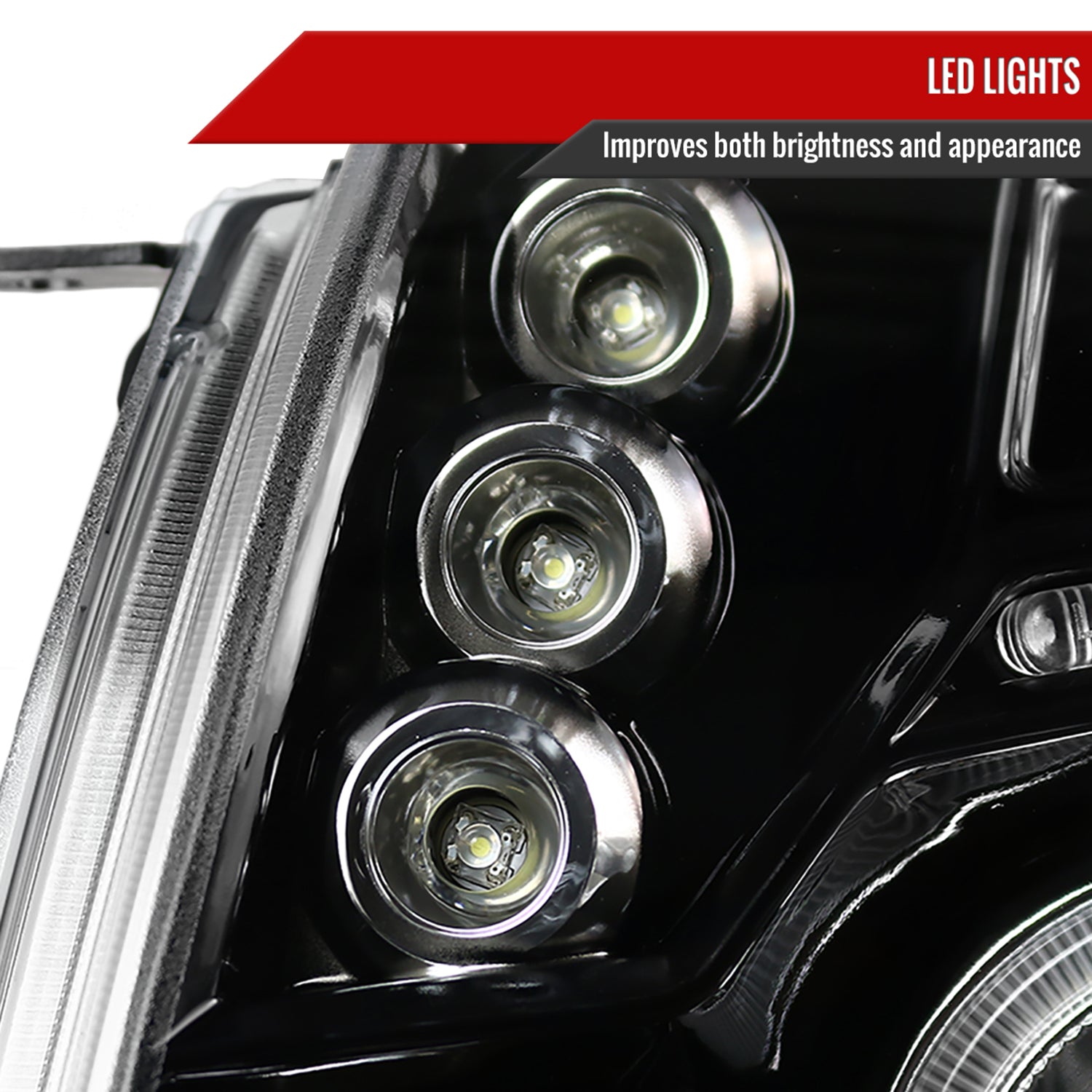 2005-2011 Toyota Tacoma Dual Halo Projector Headlights Jet Black/Clear Lens